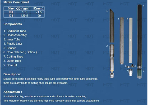 101 mm Single Rotary Triple Mazier Sampler für Sandstein und Soft Rock